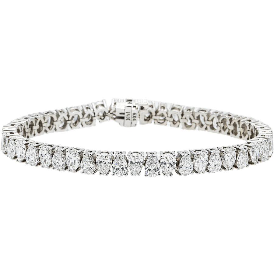 14k White Gold Lab Pear Shape Tennis Bracelet 16.80 ctw