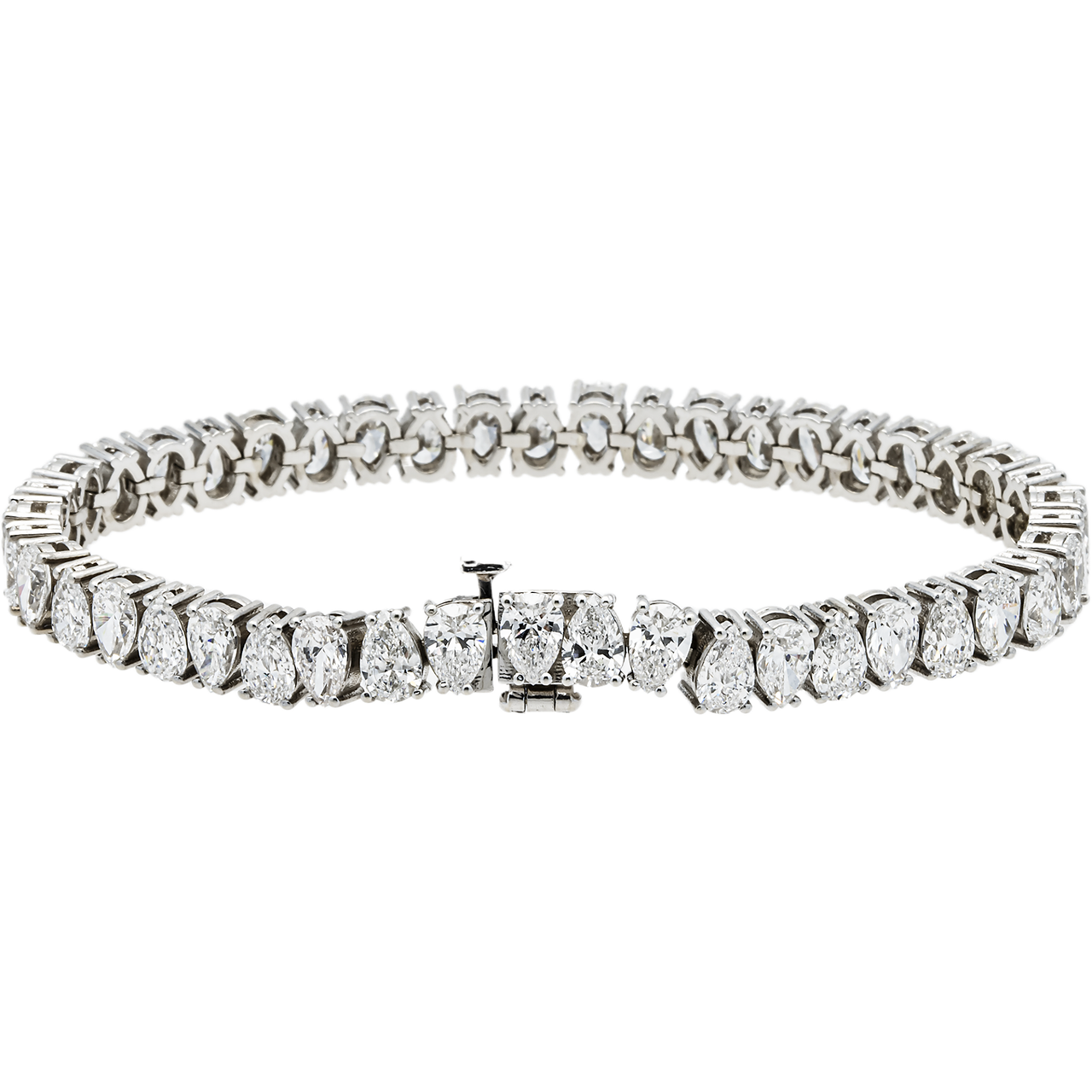 14k White Gold Lab Pear Shape Tennis Bracelet 16.80 ctw