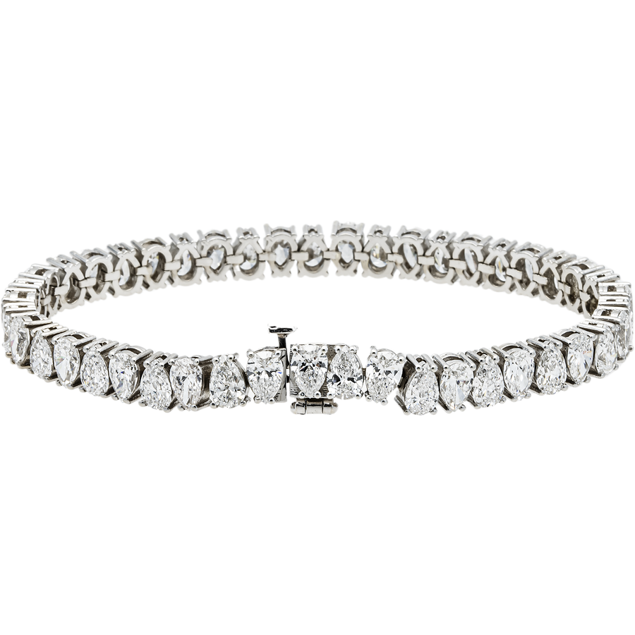14k White Gold Lab Pear Shape Tennis Bracelet 16.80 ctw