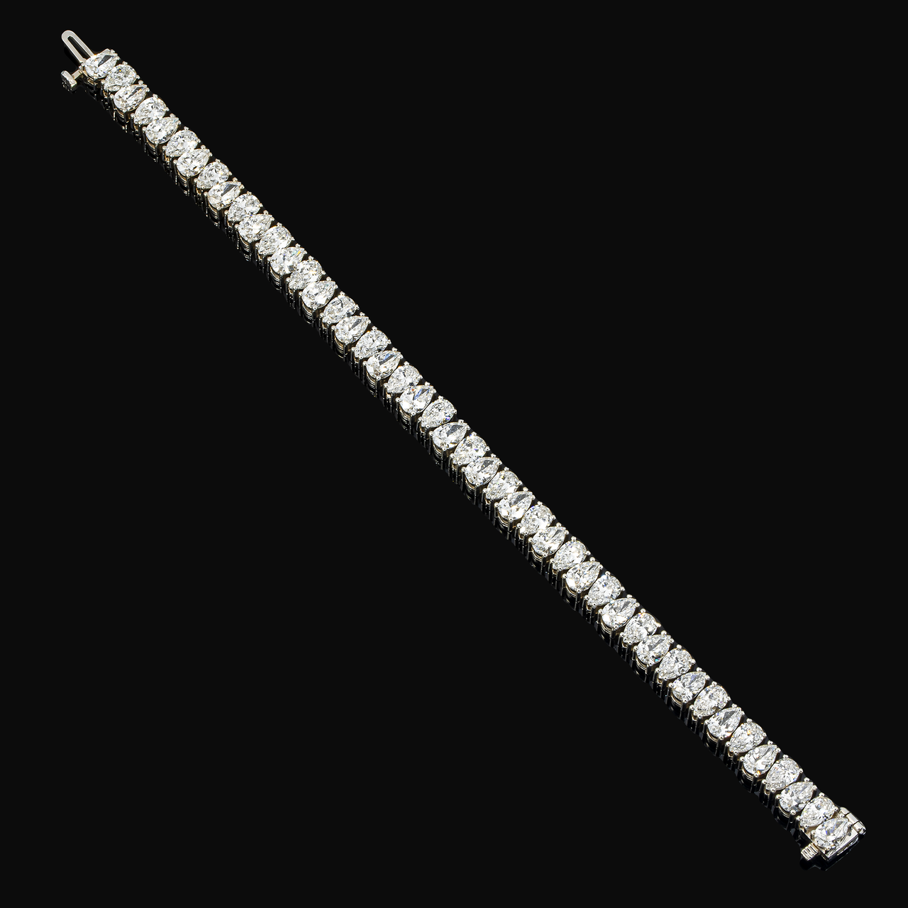 14k White Gold Lab Pear Shape Tennis Bracelet 16.80 ctw