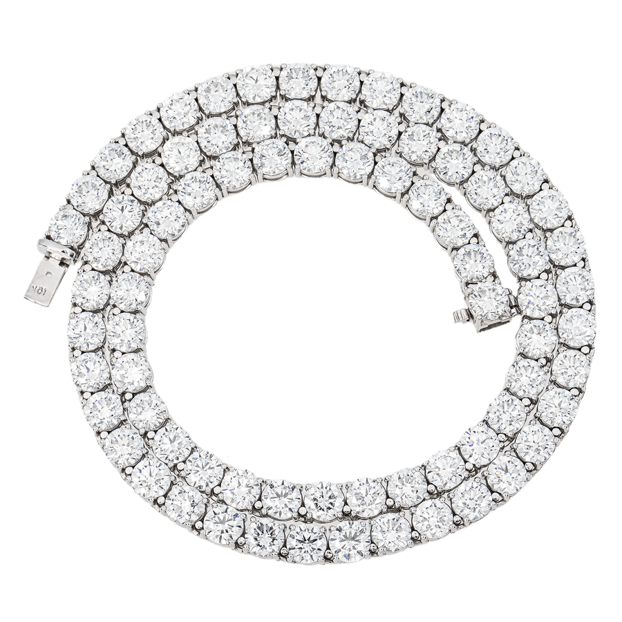 10K Gold LAB Diamond Graduated Tennis Chain 80.66 CTW