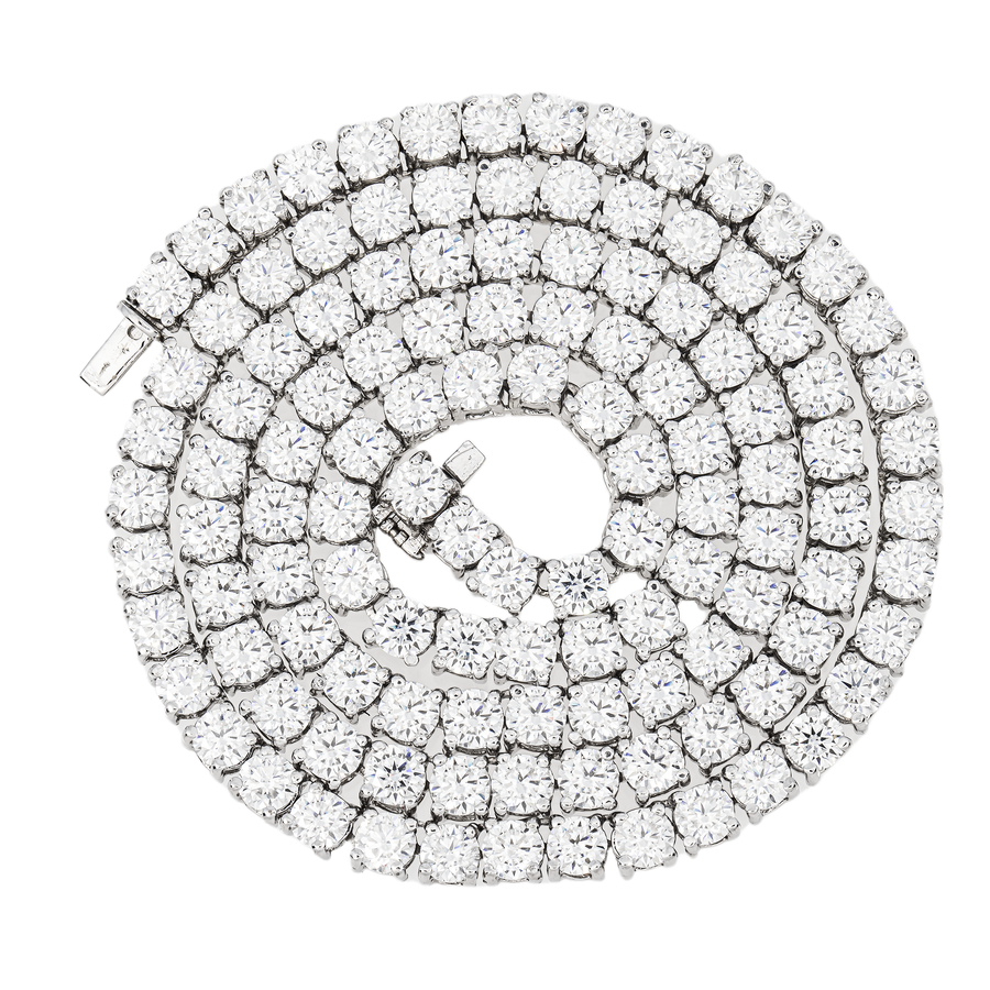 10K White Gold Lab Diamond Graduated Tennis Chain 47.96 CTW