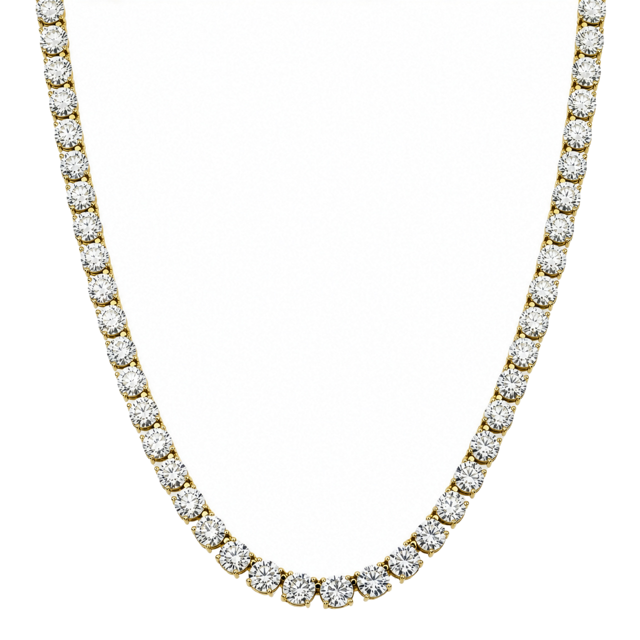 10K Yellow Gold Lab Diamond Graduated Tennis Chain 83.15 CTW