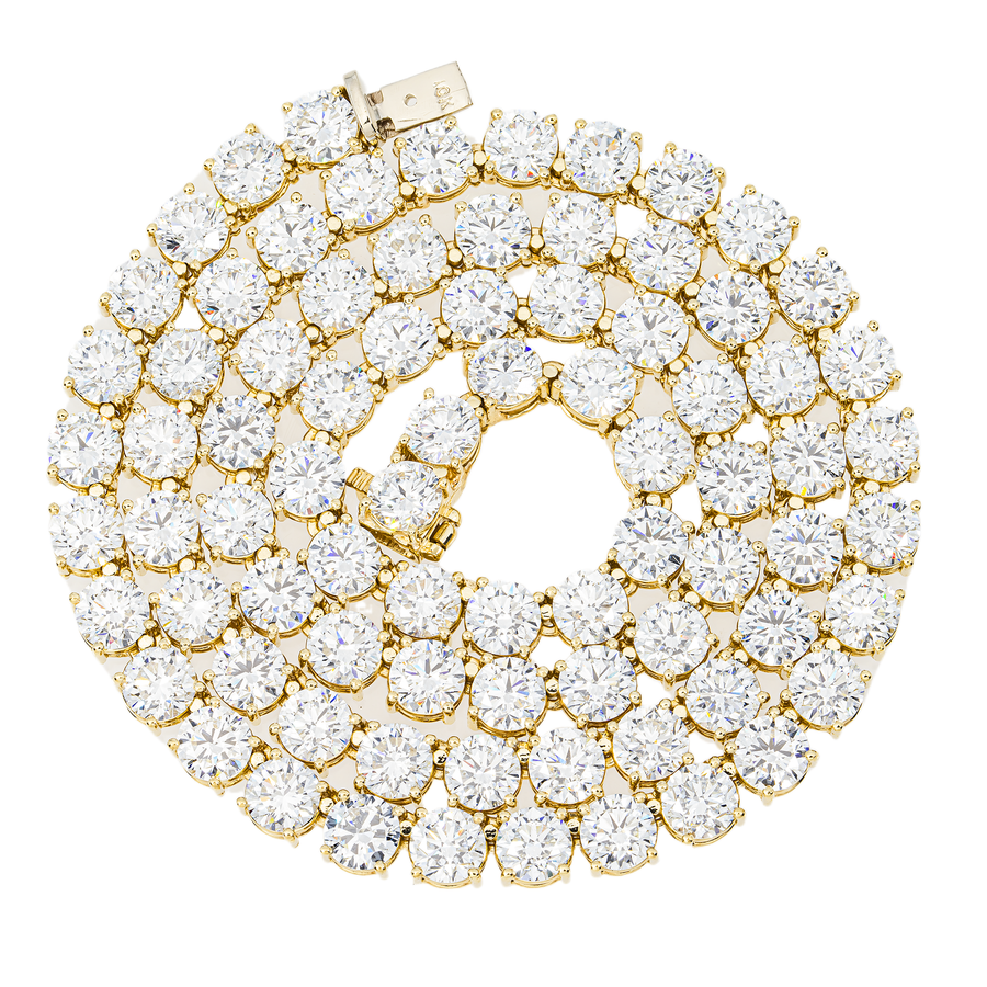 10K Yellow Gold Lab Diamond Graduated Tennis Chain 83.15 CTW