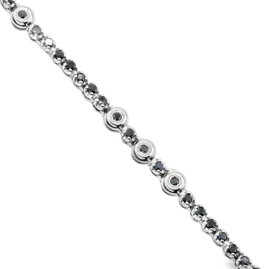 14k White Gold Black Diamond Tennis Chain 5.01 ctw