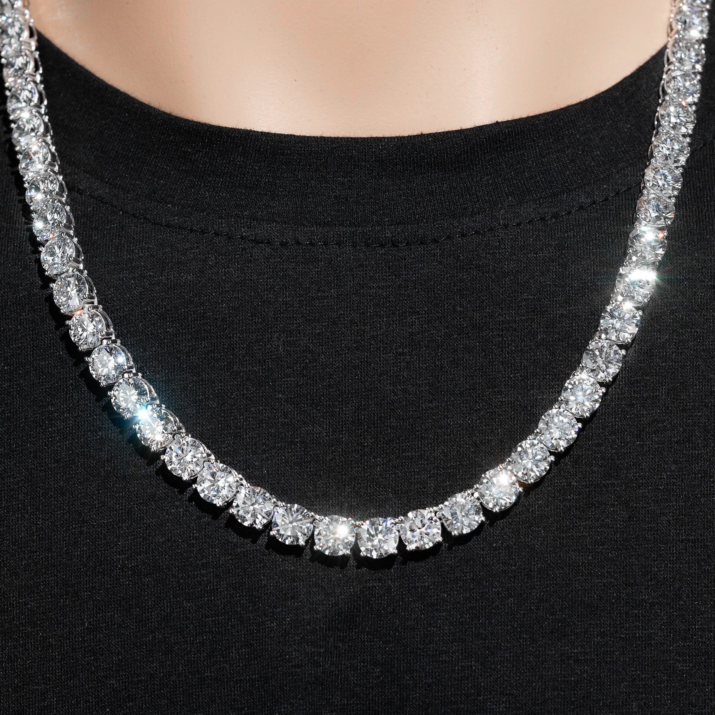 アクセサリー AVARON Diamond Chain Pierce Parts 14k White Gold Lab Diamond Tennis Chain 7.8MM 110 CTW – Avianne