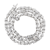 Thumbnail for White Gold / 22 inches – 42 grams – 55 CTW Mixed Cut Diamond Tennis Chain – 55 CTW CVD (Emerald & Pear Cut)