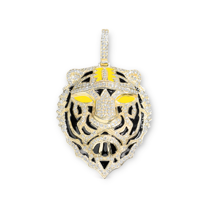 14k Yellow Gold Diamond Tiger Pendant Ctw