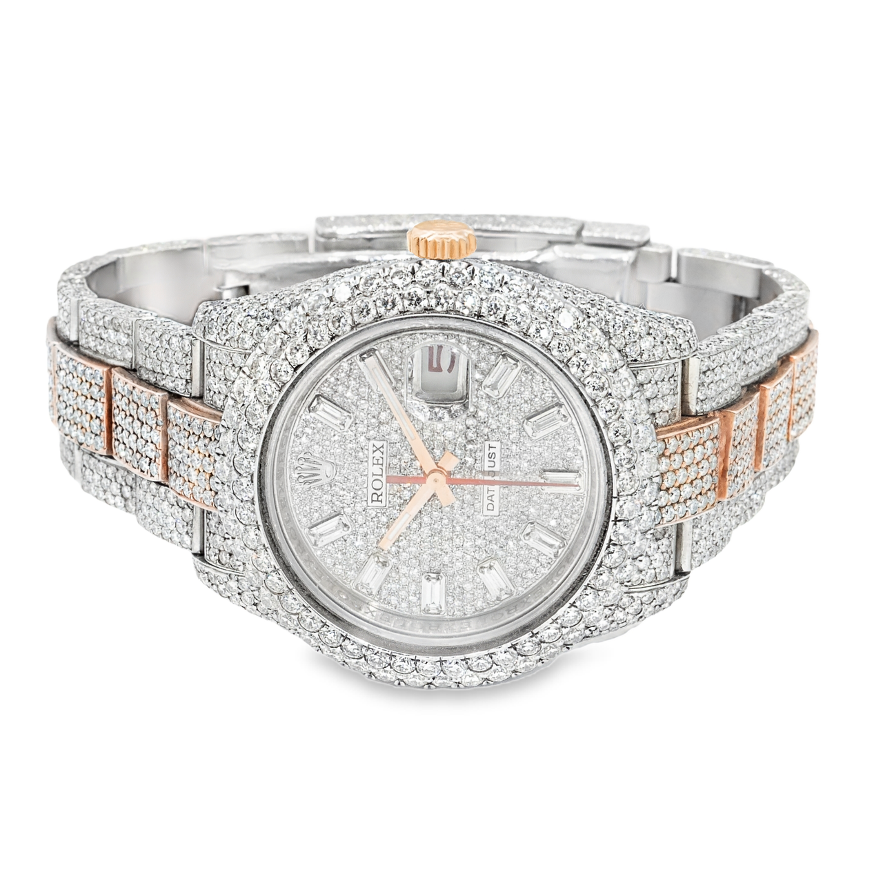 Diamond 36mm Two Tone Rose Gold and Stainless Steel Date Just Oyster Band 18.72 ctw