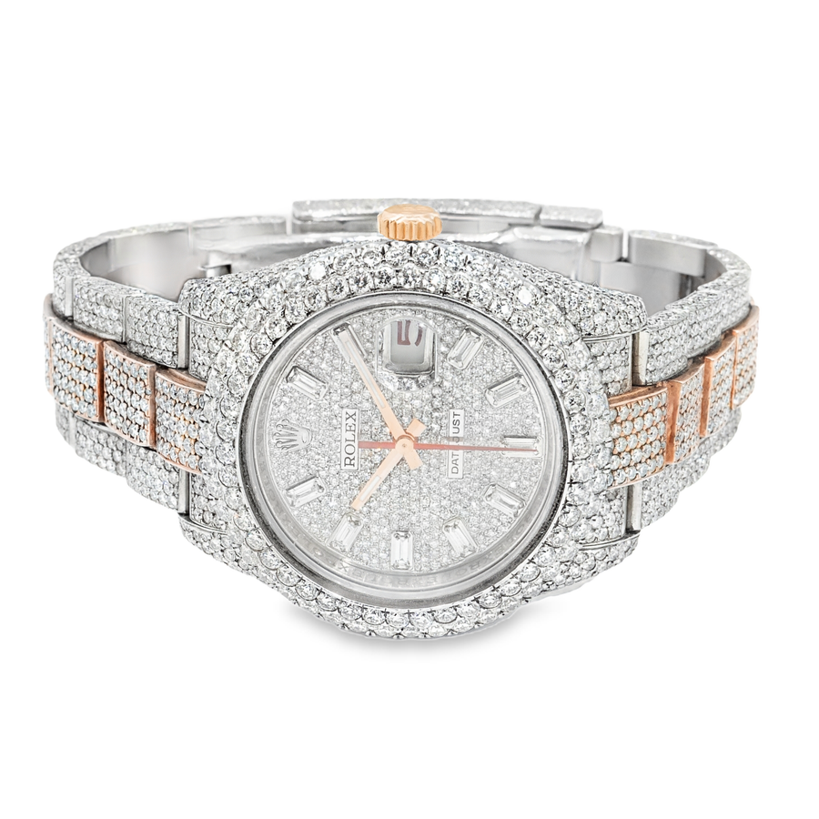 Diamond 36mm Two Tone Rose Gold and Stainless Steel Date Just Oyster Band 18.72 ctw