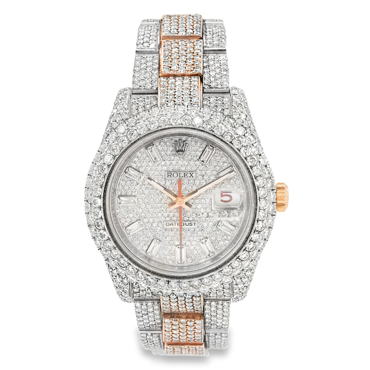 Diamond 36mm Two Tone Rose Gold and Stainless Steel Date Just Oyster Band 18.72 ctw