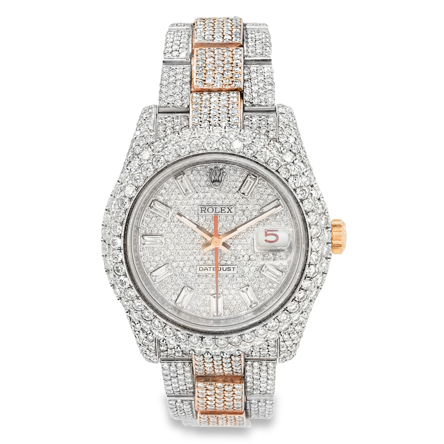 Diamond 36mm Two Tone Rose Gold and Stainless Steel Date Just Oyster Band 18.72 ctw