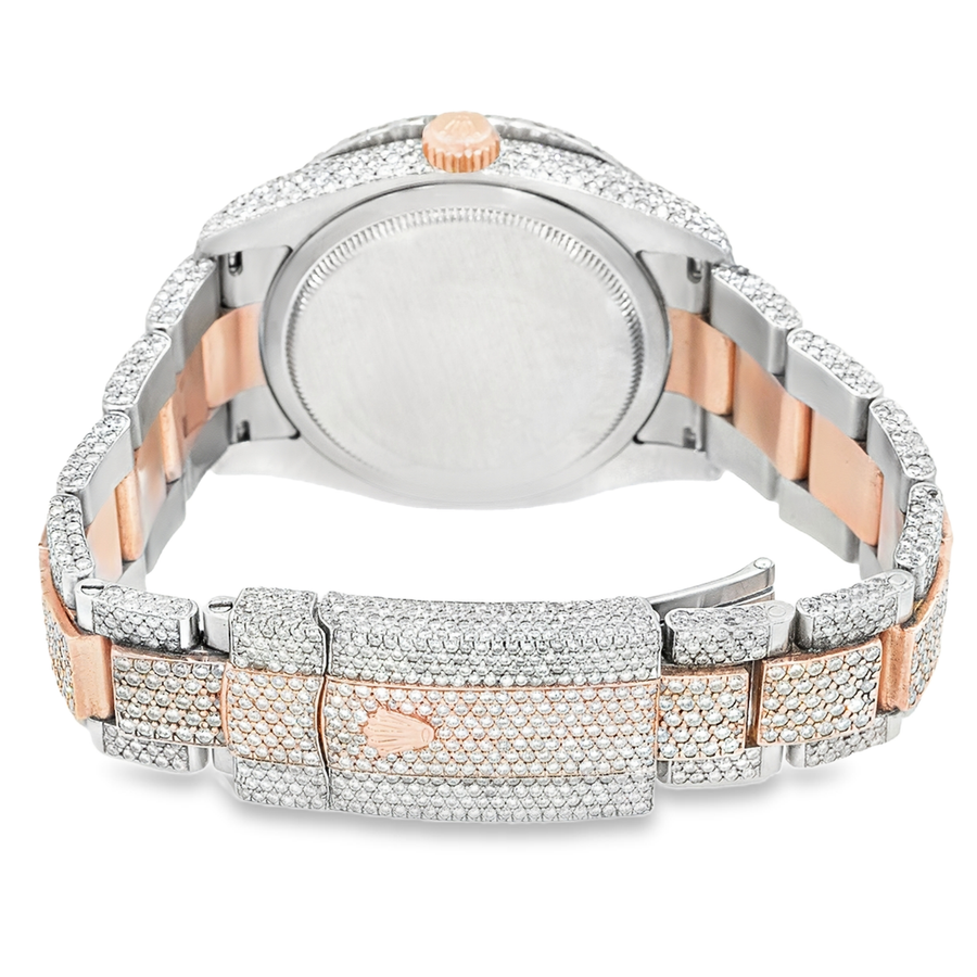 Diamond 36mm Two Tone Rose Gold and Stainless Steel Date Just Oyster Band 18.72 ctw