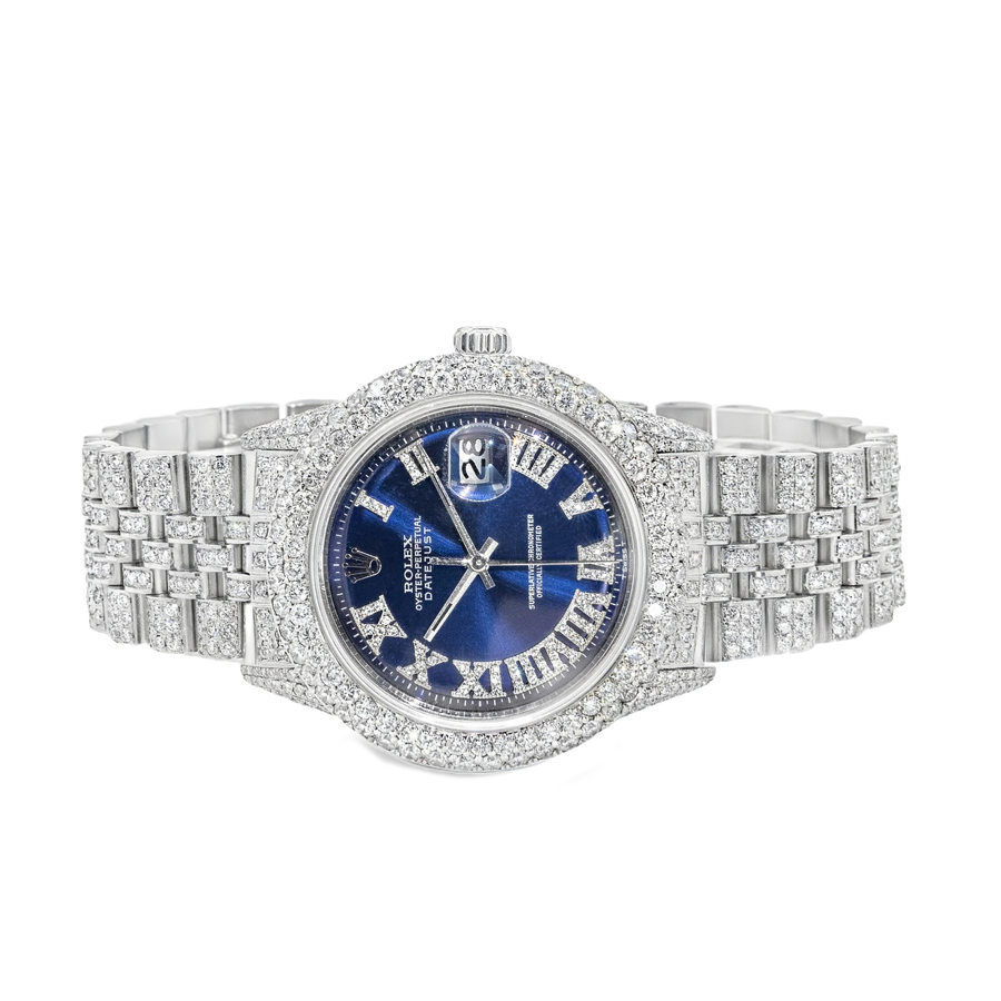 Stainless steel Rolex Datejust 36mm Jubilee Roman Numeral 13.54 ctw
