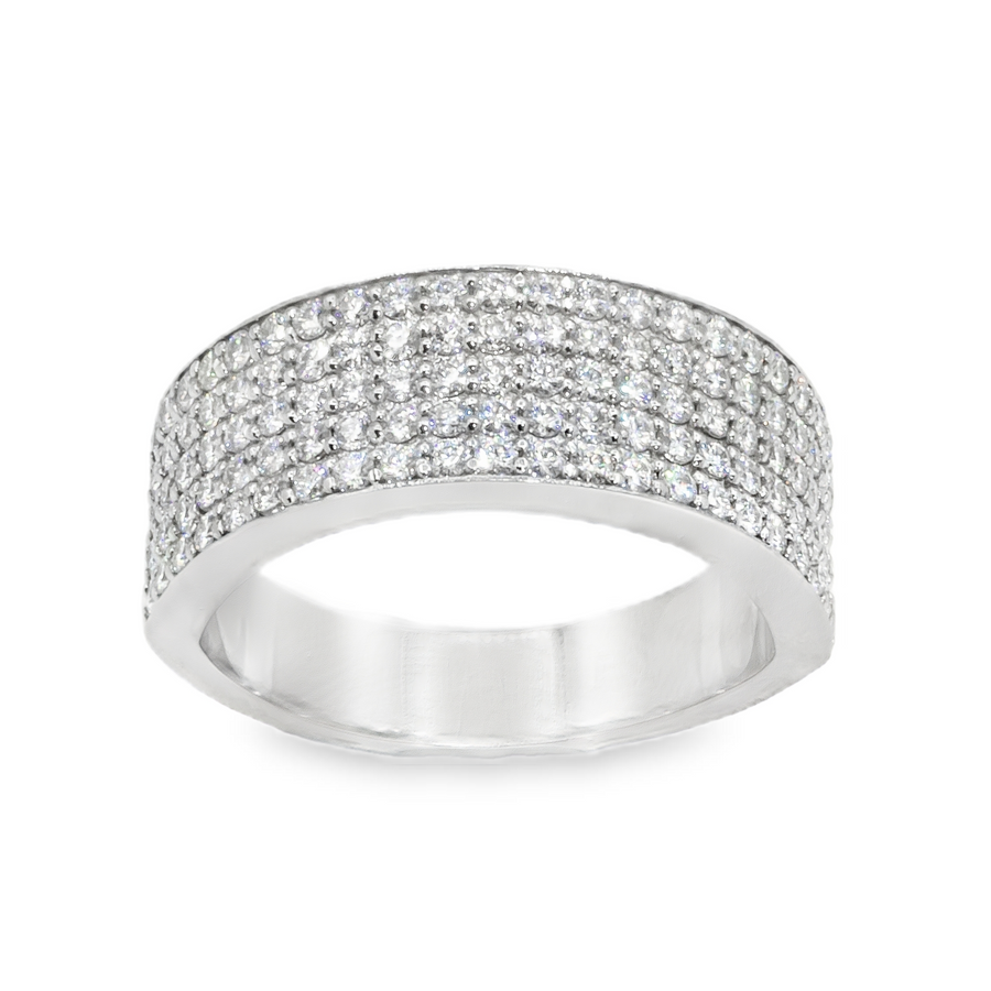 10K Solid White Gold Mens Lab Diamond Wedding Ring Band 2.02 Ctw