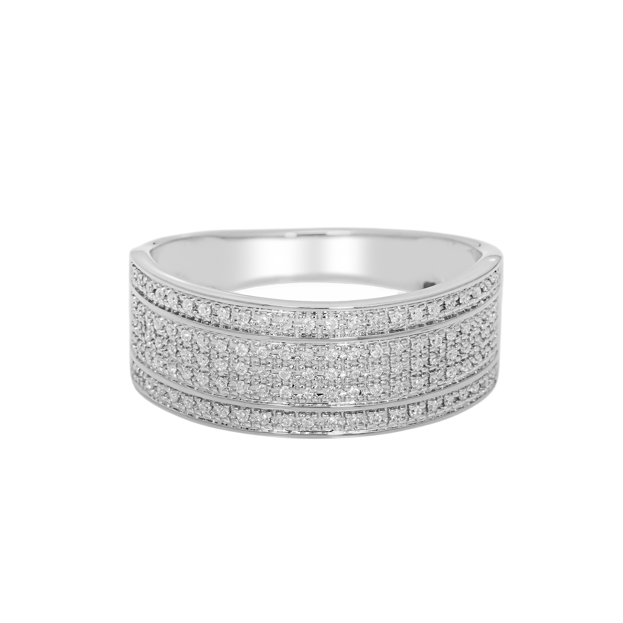 10K White Solid Gold Mens Diamond Wedding Band 0.38 Ctw