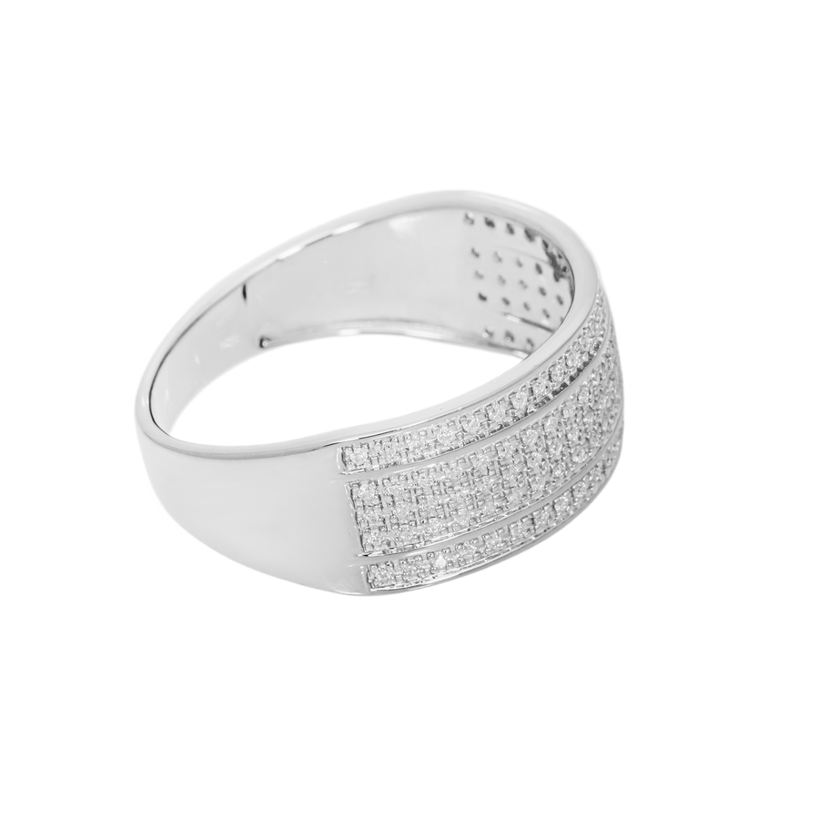 10K White Solid Gold Mens Diamond Wedding Band 0.38 Ctw