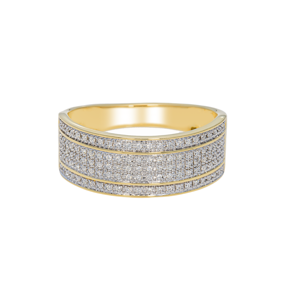 10K Yellow Solid Gold Mens Diamond Wedding Ring Band 0.38 Ctw