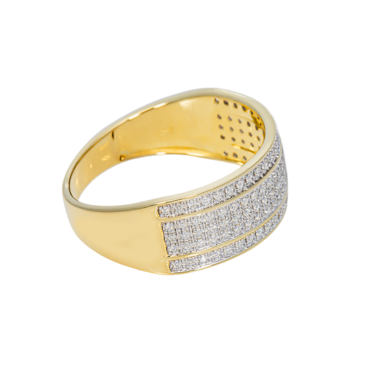 10K Yellow Solid Gold Mens Diamond Wedding Ring Band 0.38 Ctw
