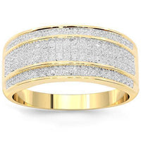 Thumbnail for 10K Yellow Solid Gold Mens Diamond Wedding Ring Band 0.38 Ctw