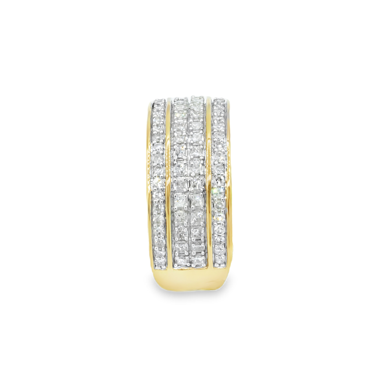 10k Yellow Solid Gold Mens Diamond Wedding Ring Band 0.76 ctw