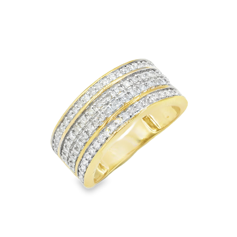 10k Yellow Solid Gold Mens Diamond Wedding Ring Band 0.76 ctw