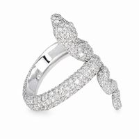 Thumbnail for 14K White Gold Diamond Pavé Snake Wrap Ring 3.12 CTW