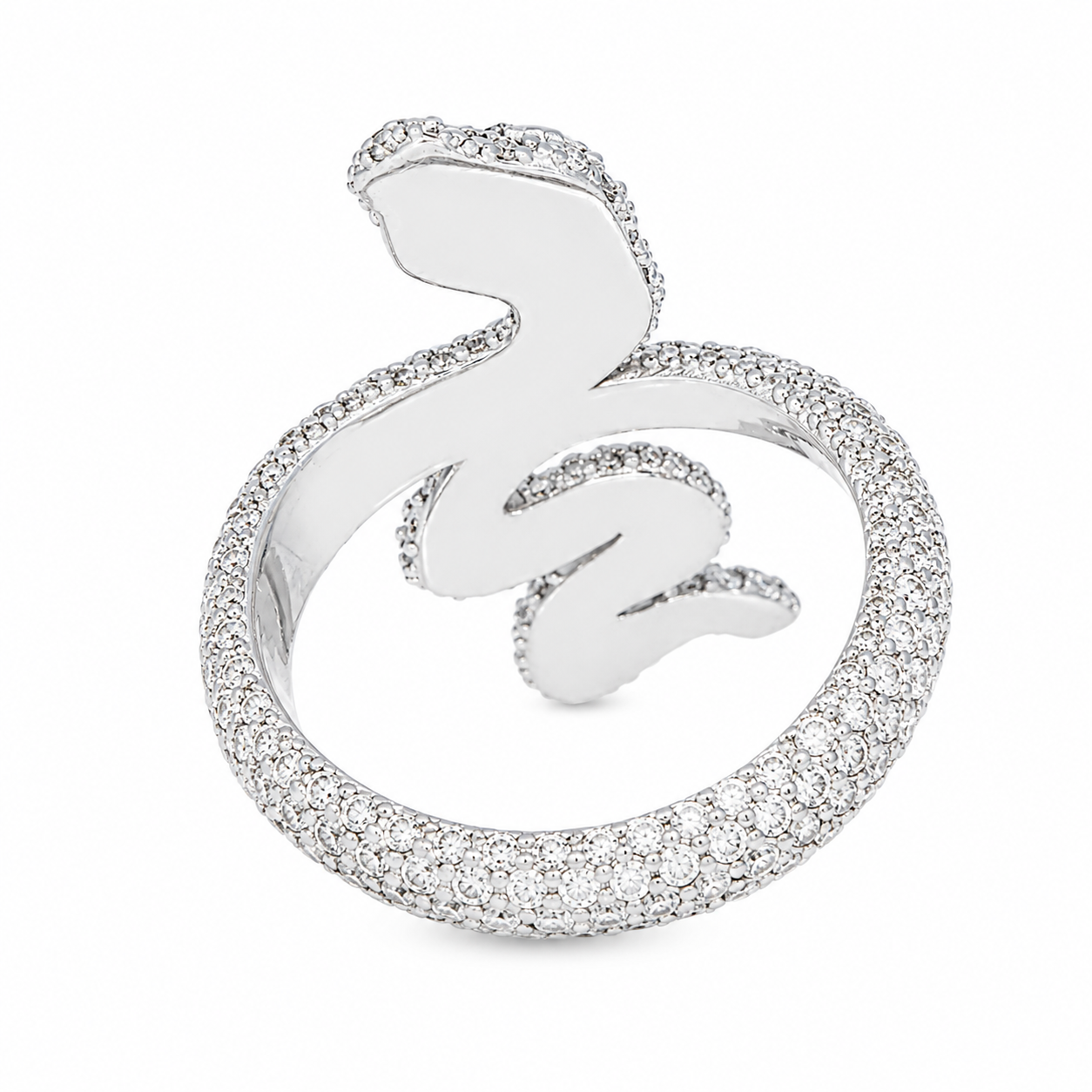 14K White Gold Diamond Pavé Snake Wrap Ring 3.12 CTW