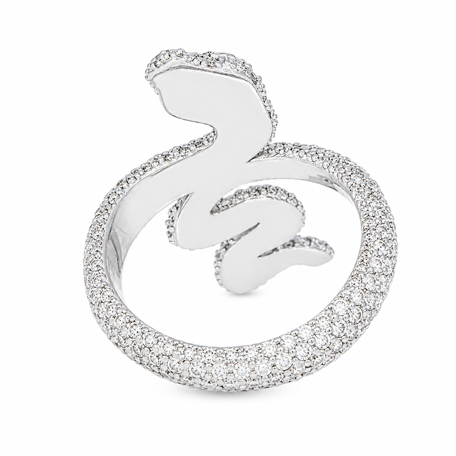 14K White Gold Diamond Pavé Snake Wrap Ring 3.12 CTW