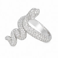 Thumbnail for 14K White Gold Diamond Pavé Snake Wrap Ring 3.12 CTW