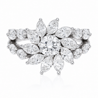 Thumbnail for 14K White Gold Lab Diamond Flower Burst Cluster Ring 2.85 CTW
