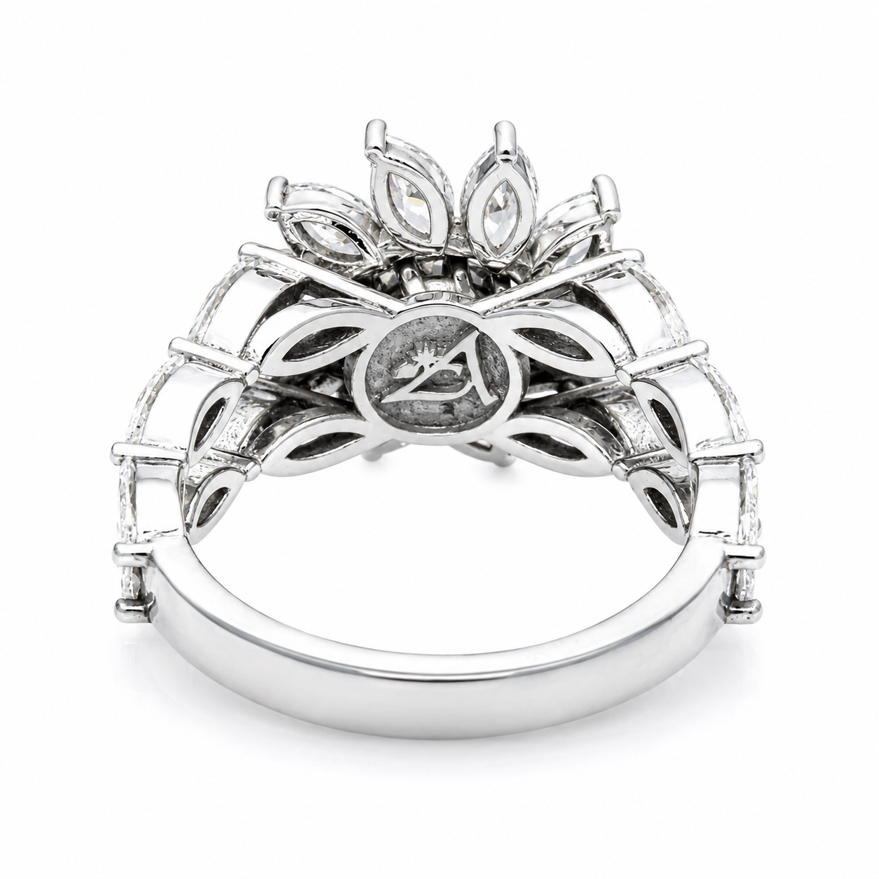 14K White Gold Lab Diamond Flower Burst Cluster Ring 2.85 CTW