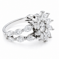 Thumbnail for 14K White Gold Lab Diamond Flower Burst Cluster Ring 2.85 CTW