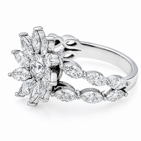 Thumbnail for 14K White Gold Lab Diamond Flower Burst Cluster Ring 2.85 CTW
