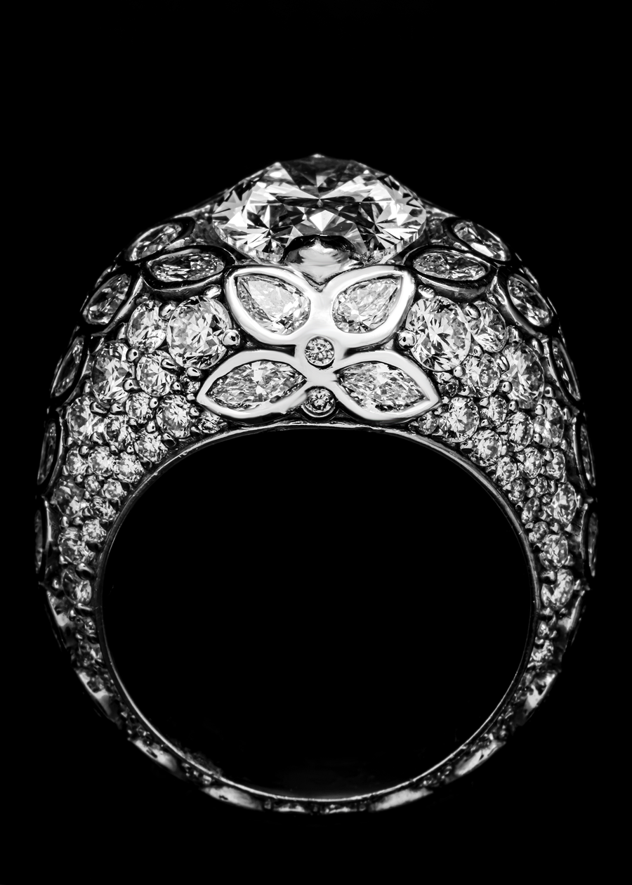 14K White Gold Marquise-Cut Lab Diamond Dome Ring 5.03 CTW