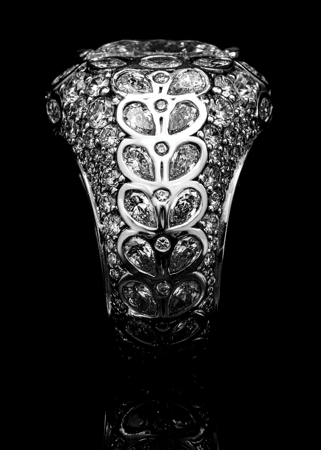 14K White Gold Marquise-Cut Lab Diamond Dome Ring 5.03 CTW