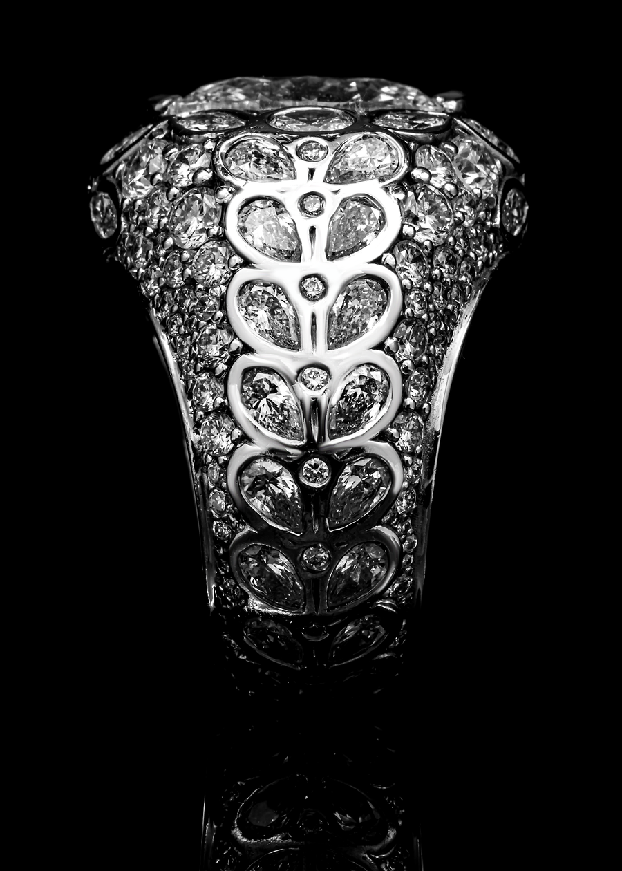 14K White Gold Marquise-Cut Lab Diamond Dome Ring 5.03 CTW