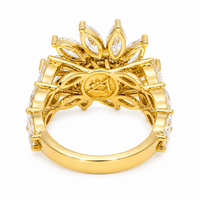 Thumbnail for 14K Yellow Gold CVD Diamond Flower Burst Cluster Ring 4.52 CTW