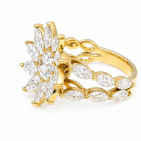 Thumbnail for 14K Yellow Gold CVD Diamond Flower Burst Cluster Ring 4.52 CTW