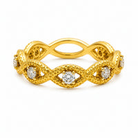 Thumbnail for 14K Yellow Gold Diamond Milgrain Infinity Twist Eternity Band 0.30 CTW