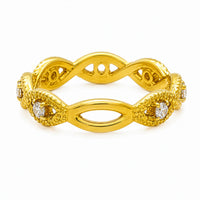 Thumbnail for 14K Yellow Gold Diamond Milgrain Infinity Twist Eternity Band 0.30 CTW