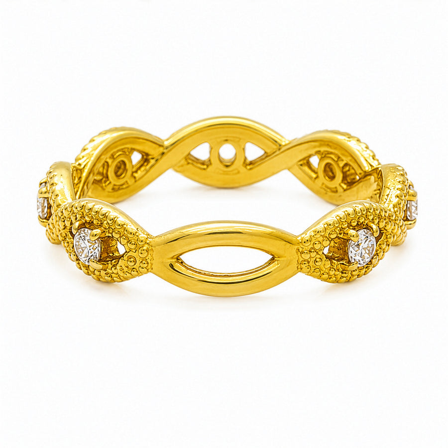 14K Yellow Gold Diamond Milgrain Infinity Twist Eternity Band 0.30 CTW