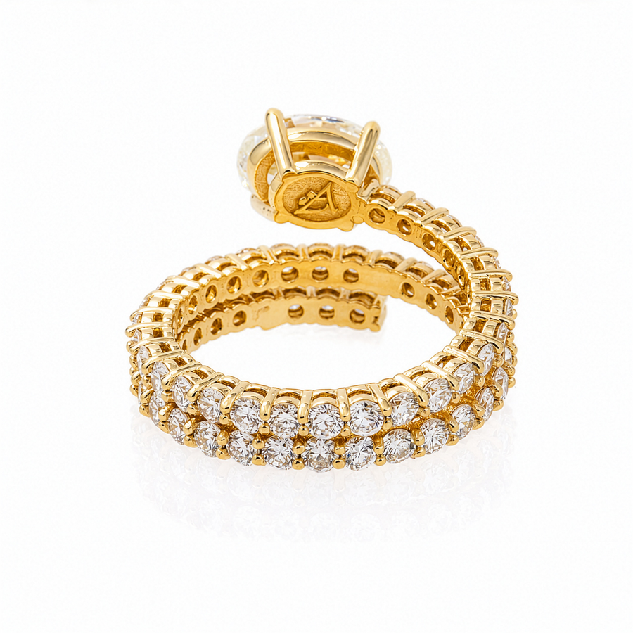 14K Yellow Gold Lab Diamond Oval Cut Bypass Wrap Engagement Ring 2.69 CTW