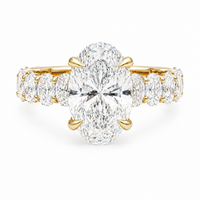 Thumbnail for 14K Yellow Gold Lab Diamond Oval Cut Engagement Ring with Oval Eternity Band & Hidden Halo 2.34 CTW