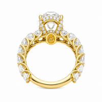 Thumbnail for 14K Yellow Gold Lab Diamond Oval Cut Engagement Ring with Oval Eternity Band & Hidden Halo 2.34 CTW