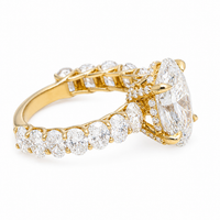 Thumbnail for 14K Yellow Gold Lab Diamond Oval Cut Engagement Ring with Oval Eternity Band & Hidden Halo 2.34 CTW