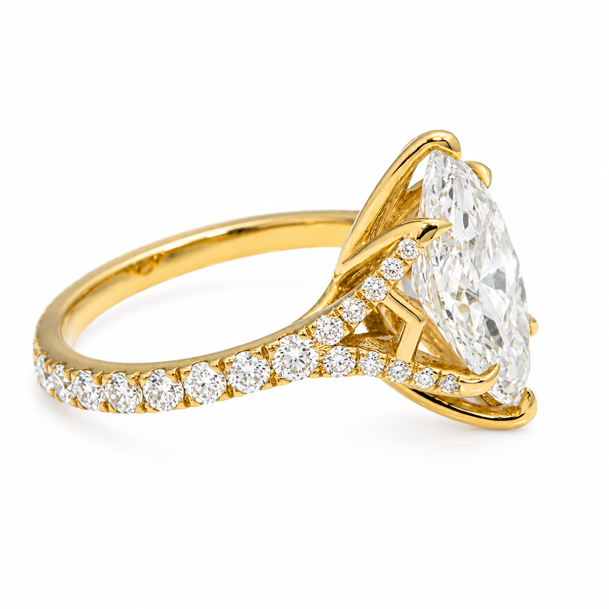 14K Yellow Gold Marquise Halo Engagement Ring 1.19 CTW CVD