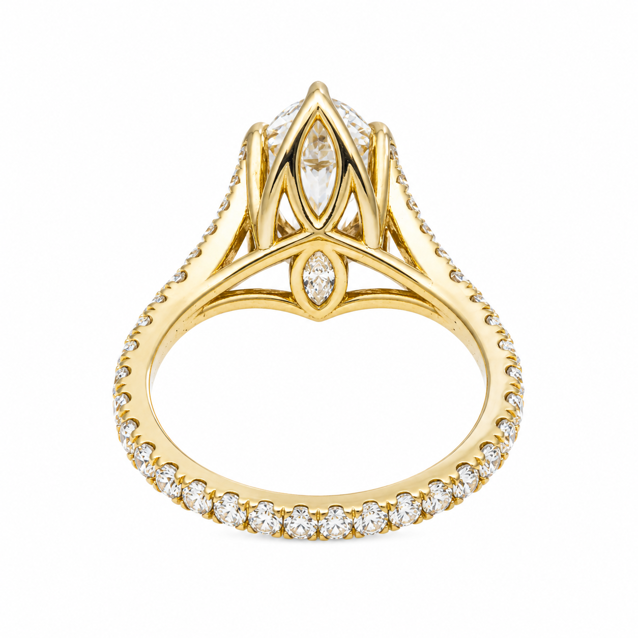 14K Yellow Gold Marquise Halo Engagement Ring 1.19 CTW CVD