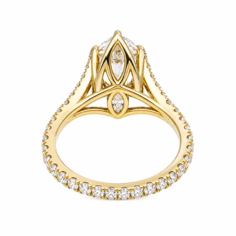 14K Yellow Gold Marquise Halo Engagement Ring 1.19 CTW CVD