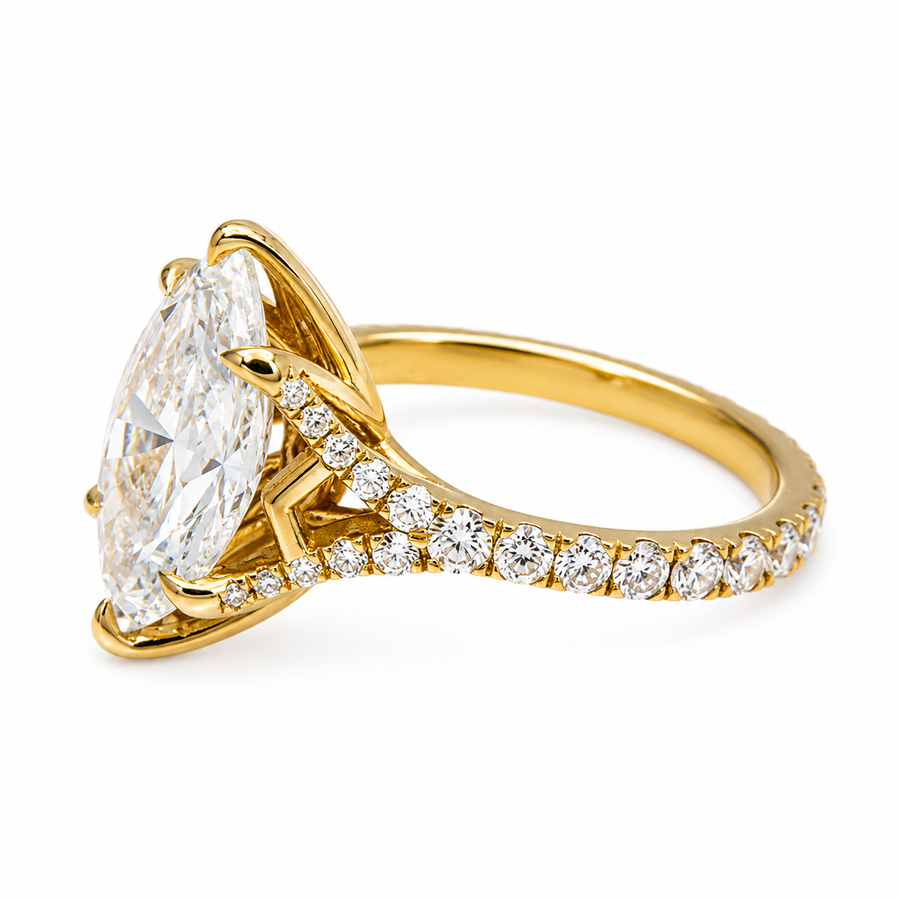 14K Yellow Gold Marquise Halo Engagement Ring 1.19 CTW CVD